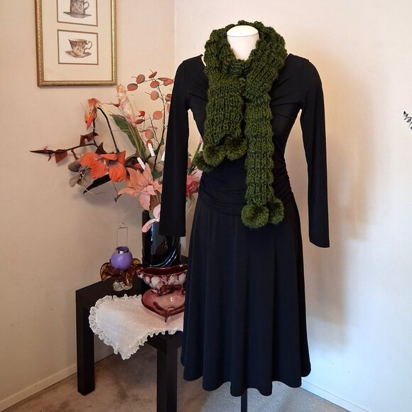 Vintage NEW Buffalo Long Green Cardigan Knit Scarf for Women - Picture 4 of 9